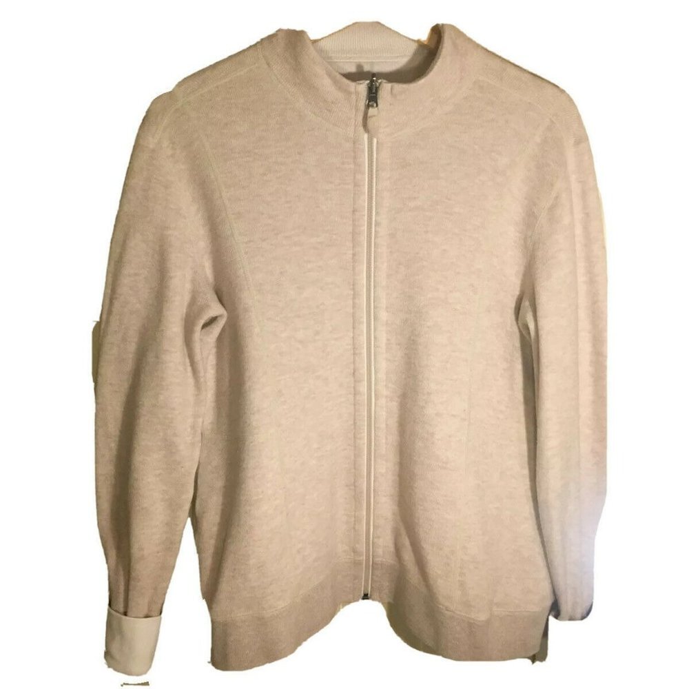 Orvis zip up cardigan Womens NS Beige Medium Weight Fabric FALL WARM SOFT